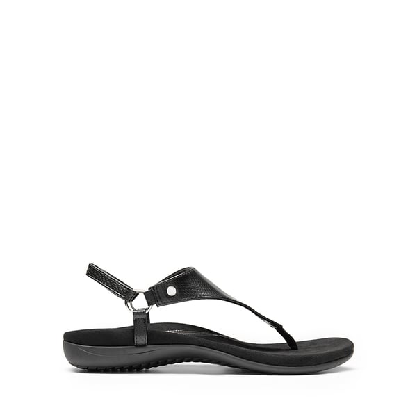 Arch Support Flat Thong Sandals - ALL BLACK - 3